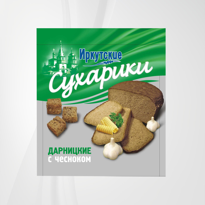 Сухарики-гренки "Иркутские" со вкусом чеснока 110 гр